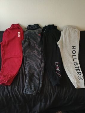 Hollister Light Gray Kids Joggers with Side Logo
